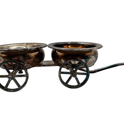 Vintage Silver-Plate Wheelbarrow Condiment Server