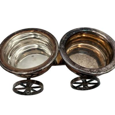 Vintage Silver-Plate Wheelbarrow Condiment Server
