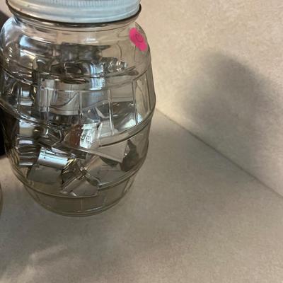 Sale Photo Thumbnail #198: Vintage 
Two Pickle Jars with cookie cutters