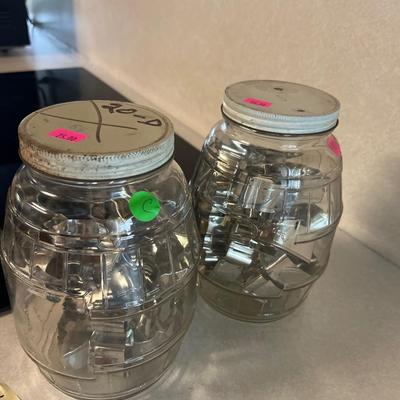Sale Photo Thumbnail #196: Vintage 
Two Pickle Jars with cookie cutters
