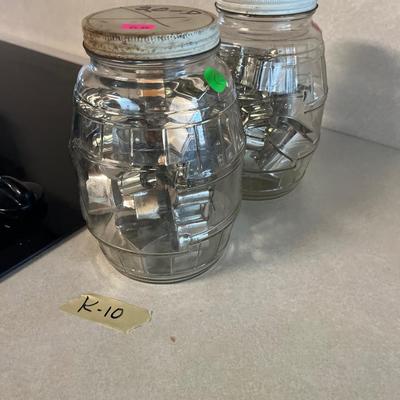 Sale Photo Thumbnail #199: Vintage 
Two Pickle Jars with cookie cutters