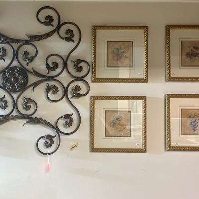 Sale Photo Thumbnail #209: Four matching set of Pictures and wall metal Art.