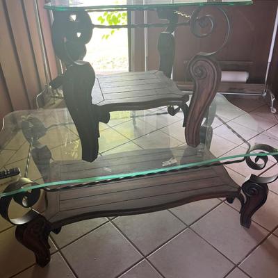 Sale Photo Thumbnail #252: Iron and Glass coffee Table and End Table