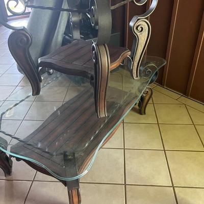 Sale Photo Thumbnail #255: Iron and Glass coffee Table and End Table
