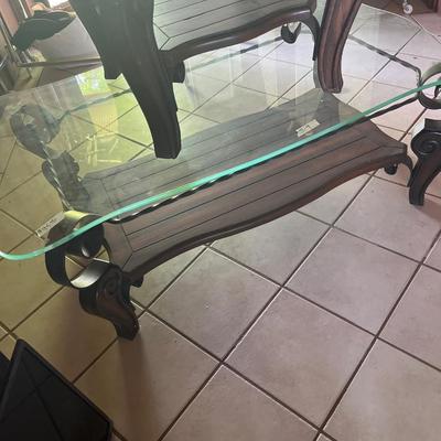 Sale Photo Thumbnail #254: Iron and Glass coffee Table and End Table