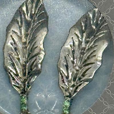 Jolee's Crystallized Swarovski Elements Silvertone Feathers Earring Charms