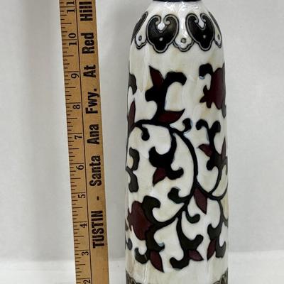 Vintage Chinese Cizhou Kiln Style Hand Glazed Floral Stoneware Pottery Vase 12"