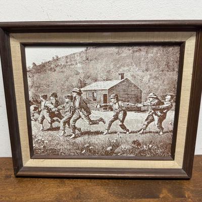 Framed Art: Modern Laser-cut Wood Copy of Winslow Homer's "Snap the Whip"