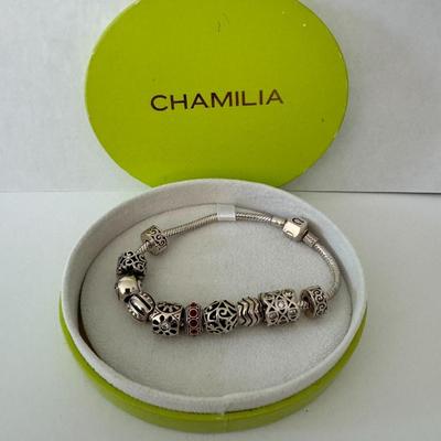 CHAMILIA charm bracelet w/ 10 charms - Like new in box