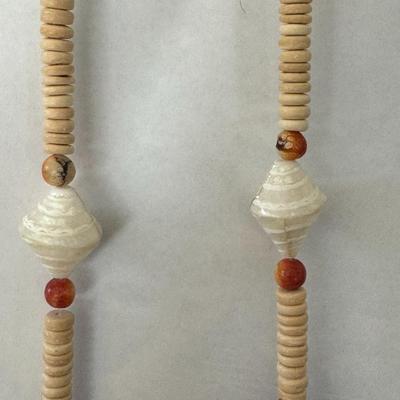 Carnelian bead & shell necklace