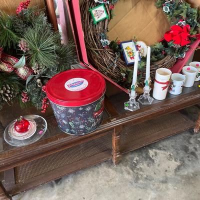 Sale Photo Thumbnail #304: Coffee table & Mirror and Lot of Christmas Decorations