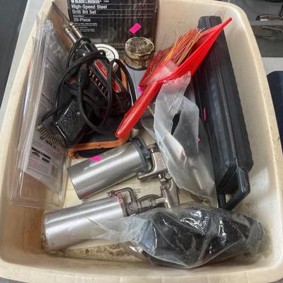 Sale Photo Thumbnail #317: Vintage drills, bits, soldering gun , toolset, battery chargers, etc
