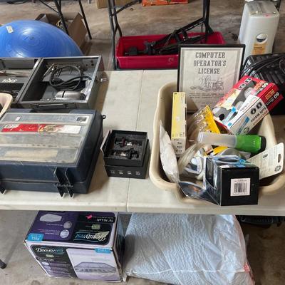 Sale Photo Thumbnail #311: Vintage drills, bits, soldering gun , toolset, battery chargers, etc