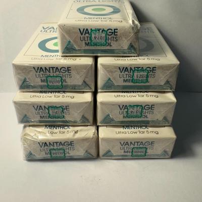 7 packs of vintage unopened 1980's Vantage ultra lights