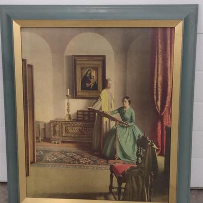 Framed Print 'The Sampler' by Leonard Campbell Taylor- Approx 22 1/2" x 25 3/4"