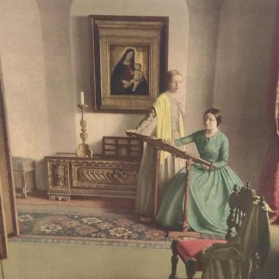 Framed Print 'The Sampler' by Leonard Campbell Taylor- Approx 22 1/2" x 25 3/4"