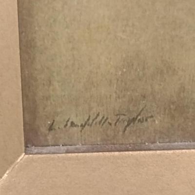 Framed Print 'The Sampler' by Leonard Campbell Taylor- Approx 22 1/2" x 25 3/4"