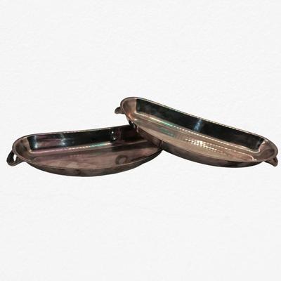 Silver tray oval, total of 2