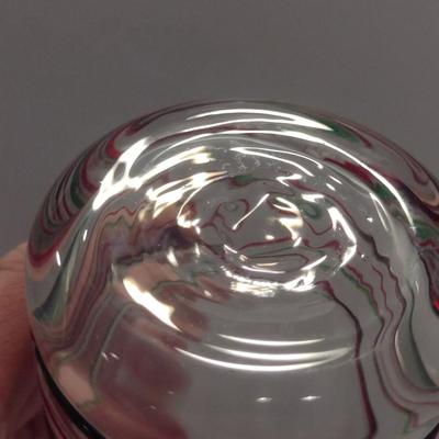 Blown Glasses with Red and Green Swirl- 6 of Each Highball and Lowball- One Dozen Pieces Total