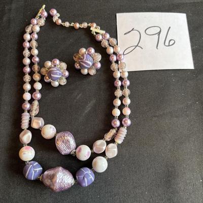 Vintage Necklace and Clip Earring Set