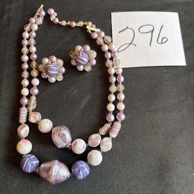 Vintage Necklace and Clip Earring Set
