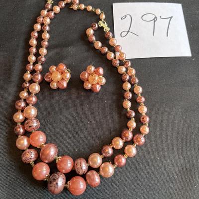 Vintage Necklace and Clip Earring Set