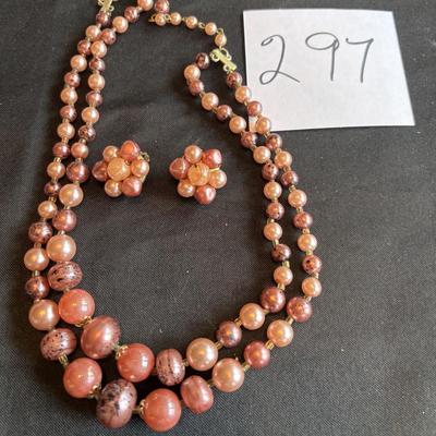 Vintage Necklace and Clip Earring Set
