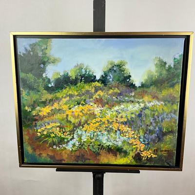 Sale Photo Thumbnail #383: With Black & Gold Floating Frame
Art: 20" wide x 16" high
Frame: 17" high x 21.5" wide