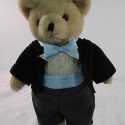 Bear in a tuxedo with stand