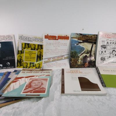 Vintage sheet music & 5 Sheet Music Magazines, 2 books of Piano Literature