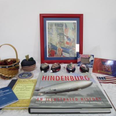 Misc. patriotic items, & books on Hindenburg & US Constitution