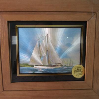 Framed Sailboat foil engraving