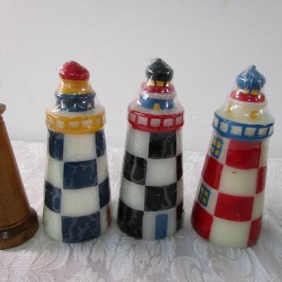 3 new candles, 1 new game, lighthouse plate, myrtle wood lighthouse