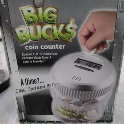 New in box Big Bucks coin counter, and 1 new counting coin bank