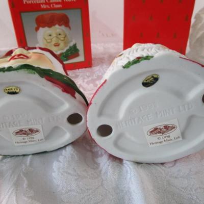 New in box, Mr. & Mrs. Santa porcelain candle holders