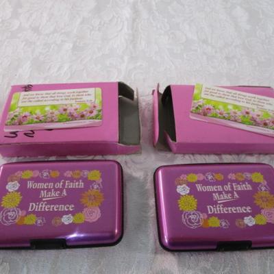 New in box 2 pink metal wallets