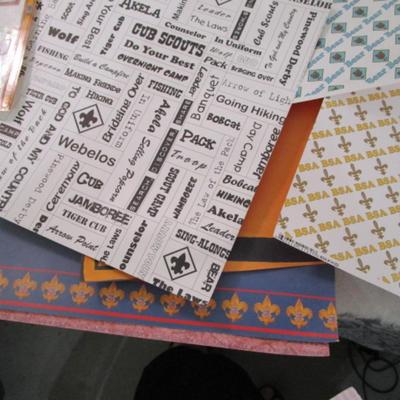 19 pieces Scouting scrapbook paper & 12 pks of scapbooking stickers