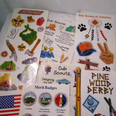 19 pieces Scouting scrapbook paper & 12 pks of scapbooking stickers