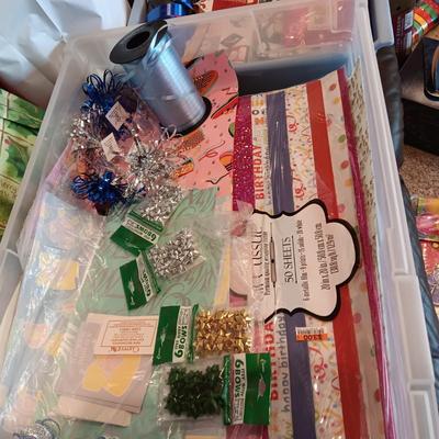 TISSUE PAPER, NAME TAGS, RIBBON, BOSE AND MORE ALL IN A ORGANIZING TOTE TOTE