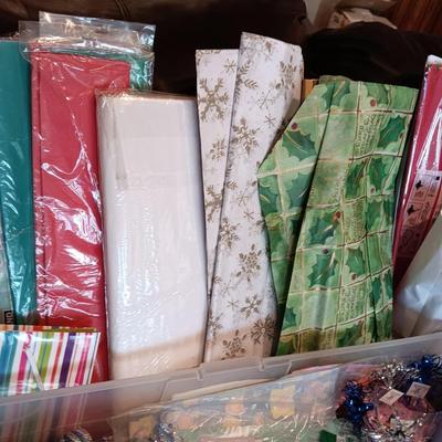 TISSUE PAPER, NAME TAGS, RIBBON, BOSE AND MORE ALL IN A ORGANIZING TOTE TOTE