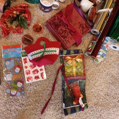 CHRISTMAS GIFT WRAP, RIBBON, COFFEE MUGS, ORNAMENTS AND MORE