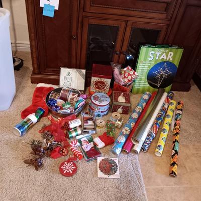 CHRISTMAS GIFT WRAP, RIBBON, TINS AND MORE