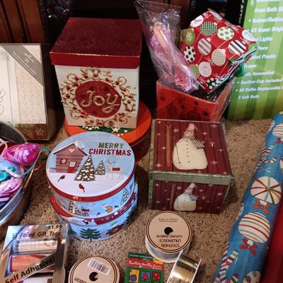 CHRISTMAS GIFT WRAP, RIBBON, TINS AND MORE