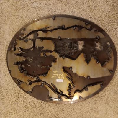 SIGNED STEEL LASER CUT WILDERNESS SCENE WALL HANGING