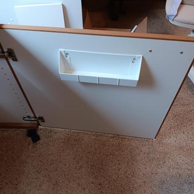 SEWING MACHINE CABINET ON CASTERS WITH VARIOUS NOTIONS