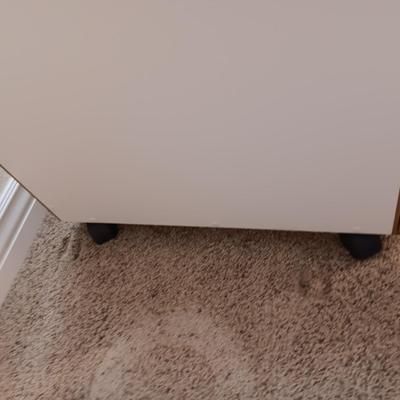 SEWING MACHINE CABINET ON CASTERS WITH VARIOUS NOTIONS