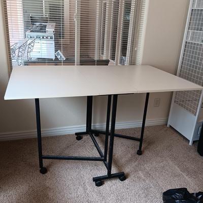 GATE LEG PROJECT TABLE ON CASTERS, AN ADJUSTABLE HEIGHT CHAIR, QUILTING & CUTTING BOARDS