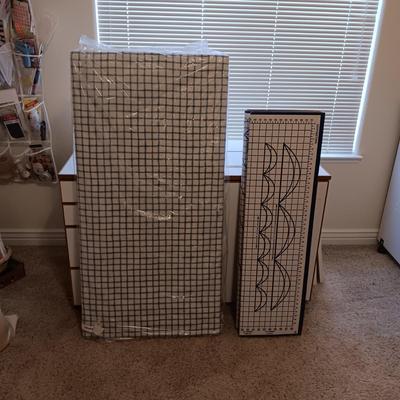 GATE LEG PROJECT TABLE ON CASTERS, AN ADJUSTABLE HEIGHT CHAIR, QUILTING & CUTTING BOARDS