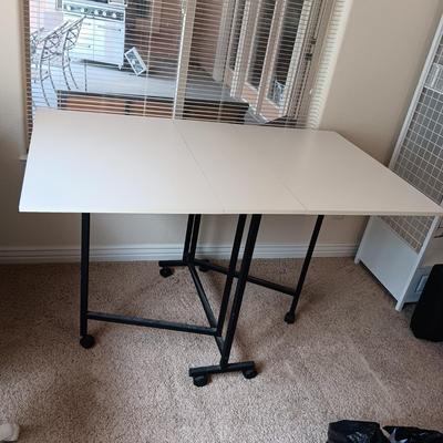GATE LEG PROJECT TABLE ON CASTERS, AN ADJUSTABLE HEIGHT CHAIR, QUILTING & CUTTING BOARDS