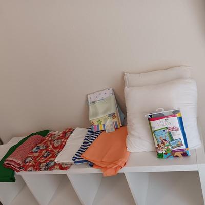VARIETY OF SEWING MATERIAL, 2 BABYQUILT KITS AND 2 THROW PILLOW FORMS